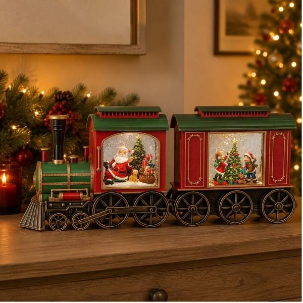 TREN NAVIDEÑO DE AGUA GIRATORIA 40CM