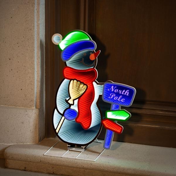 FIGURA NAVIDEÑA MONO DE NIEVE CON LUZ LED INFINITY MULTICOLOR 62 CM