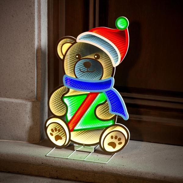 FIGURA NAVIDEÑA OSO CON LUZ LED INFINITY MULTICOLOR 62 CM