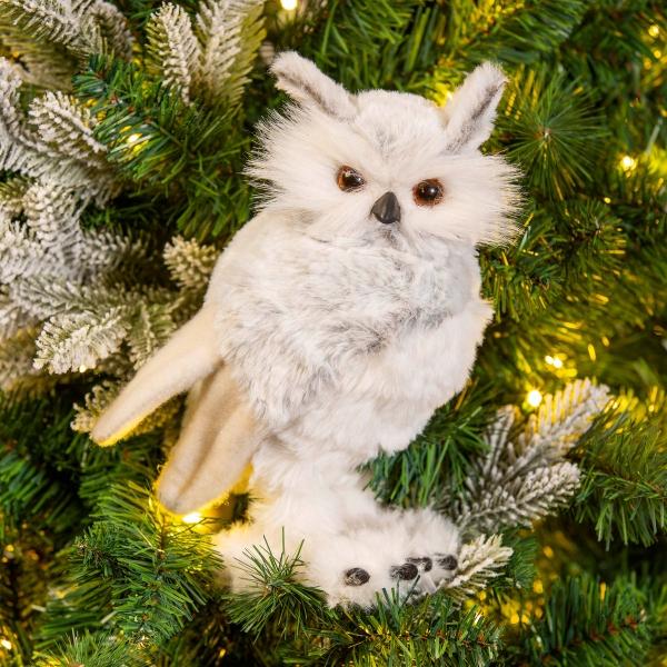 PELUCHE NAVIDEÑO BÚHO BLANCO POLIETILENO 21.5 CM