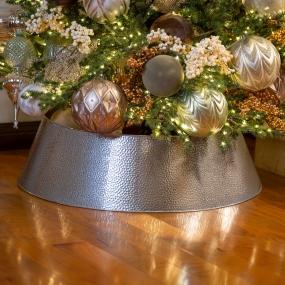 COLLAR PARA ARBOL DE NAVIDAD 68.5 CM METAL PLATA MODERNO