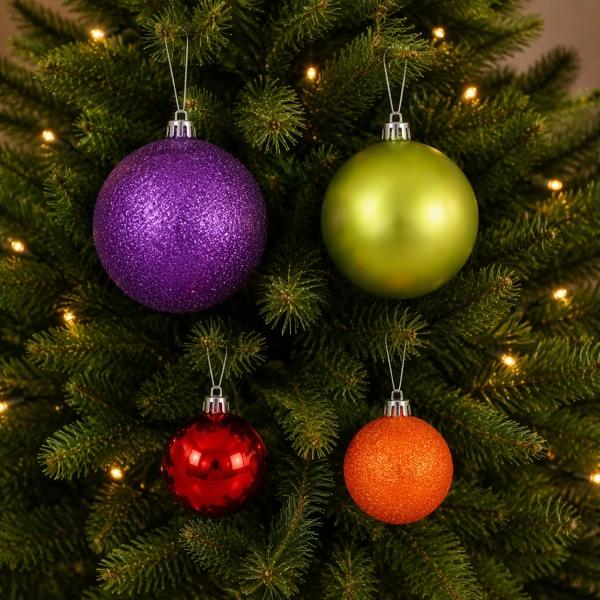 ESFERAS NAVIDEÑAS 54 PIEZAS 6 Y 8 CM VARIOS COLORES BRILLANTES COLECCIÓN FESTIVE