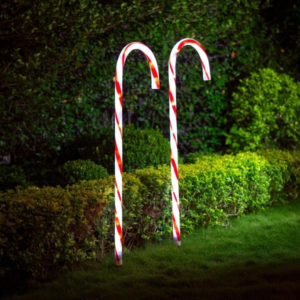FIGURA NAVIDEÑA CARAMELO DECORATIVO ROJO / BLANCO CON LUZ LED 122 CM