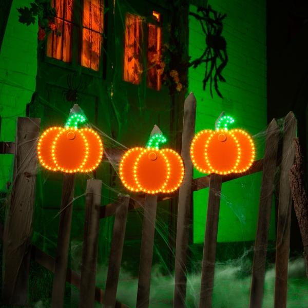 SERIE DE 3 CALABAZAS ILUMINADAS LED