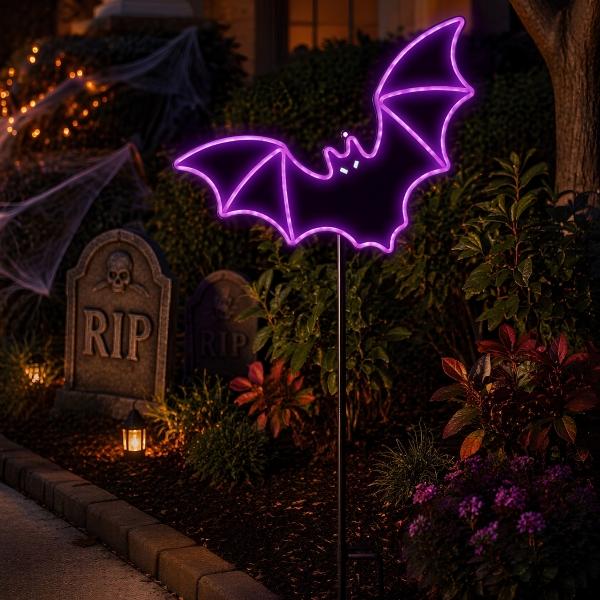 MURCIELAGO LED MORADO 45 CM