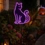 ESTACA DECORATIVA GATO LED MORADO 45CM
