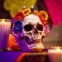 DECORACION CALAVERA CON FLORES 21 CM