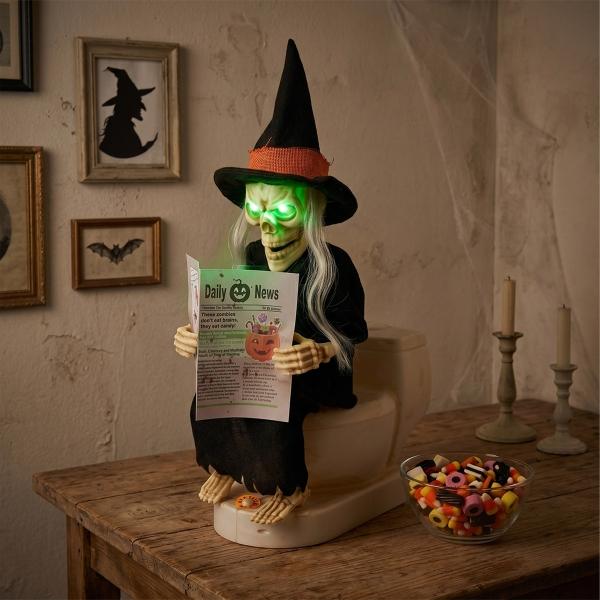 DECORACIÓN HALLOWEEN BRUJA ANIMADA 41 CM CON LUZ LED