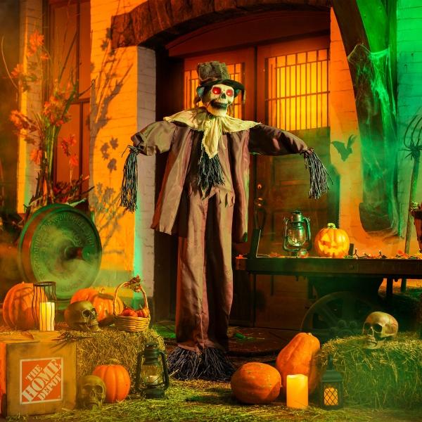 FIGURA ANIMATRONIC DE HALLOWEEN ESPANTAPÁJAROS 1.65 M CON LUZ LED