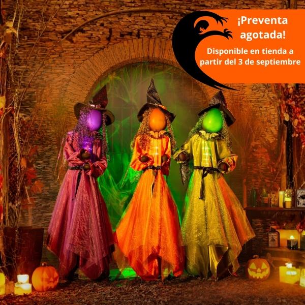 SET ANIMATRONIC HALLOWEEN 3 BRUJAS 1.52 M CON LUZ LED