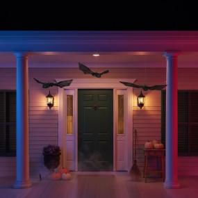 DECORACIÓN HALLOWEEN MURCIÉLAGO VOLADOR 26 CM ABATIBLE NEGRO CON LUZ LED