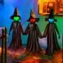 DECORACIÓN HALLOWEEN SET DE 3 ESTACAS DE BRUJA CON LUZ LED