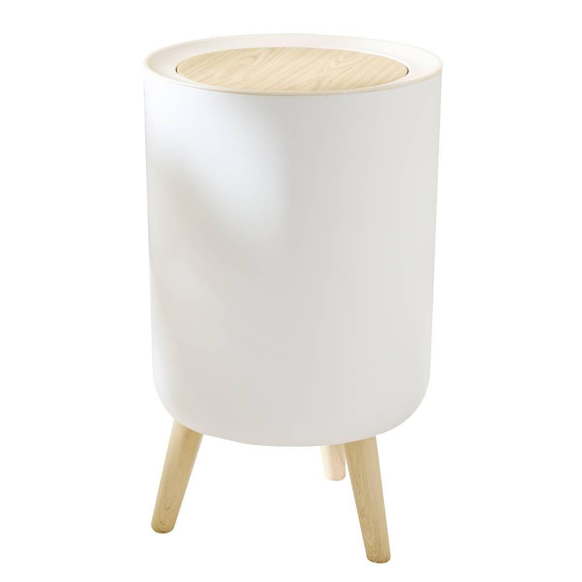 Bote de basura 7l con base elevada blanco