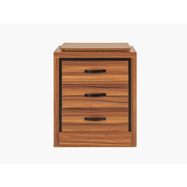 BURÓ CON LUZ CON 3 CAJONES COLOR NOGAL CON JALADERAS DE METAL - MELAMINA