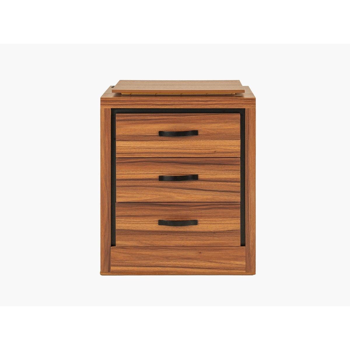 Buró con luz con 3 cajones color nogal con jaladeras de metal - melamina