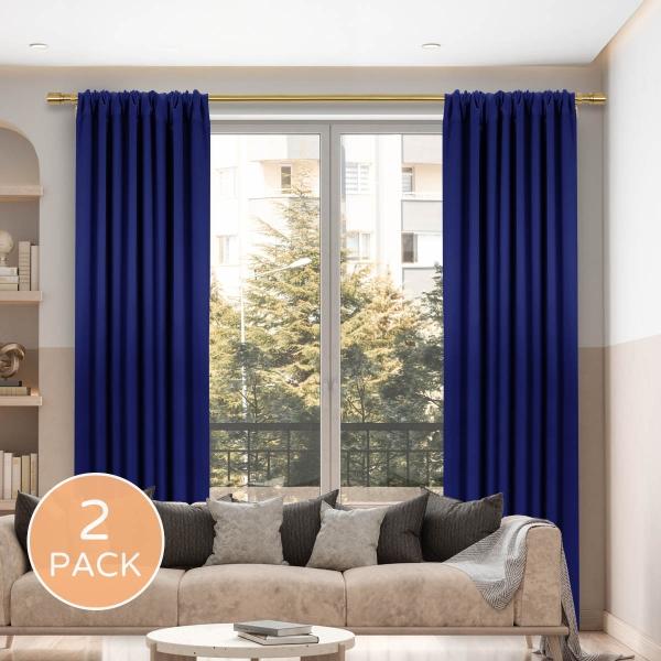 SET DE 2 PANELES DE CORTINA DECORATIVA AZUL 134 X 213 CM.