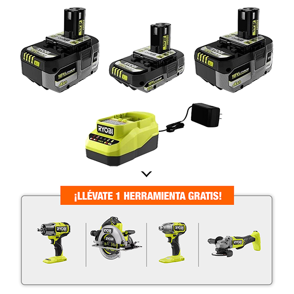 ONE+ 18V KIT DE INICIO DE ALTO RENDIMIRENTO INCLUYE BATERIA DE 2AH, (2) DE 4AH Y CARGADOR