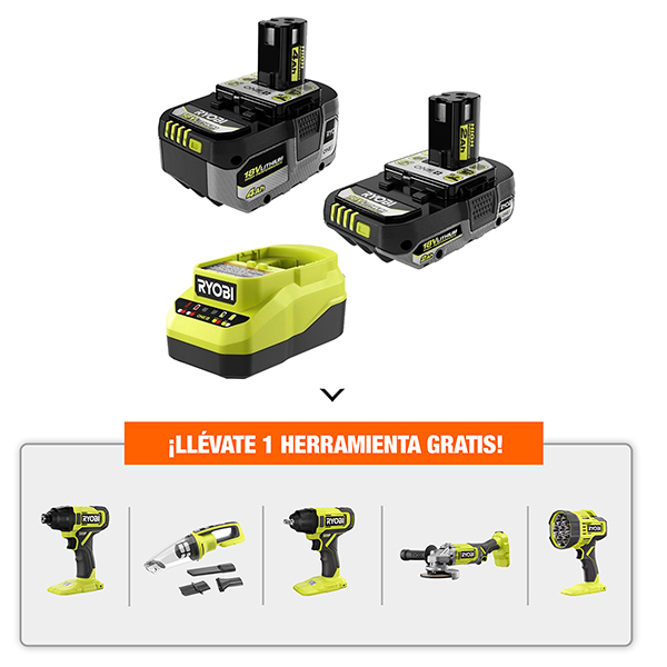 ONE+ 18V KIT DE 2 BATERÍAS HP 4AH Y 2AH Y CARGADOR