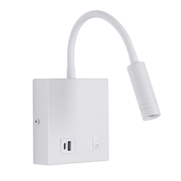 LAMPARA DE PARED ZURI BLANCA CON LUZ LED