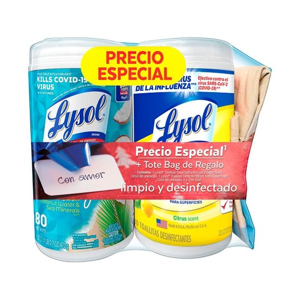 Lysol Wipes Coco & Sea Minerals 80 toallitas / Lysol Wipes Citrus 80 toallitas