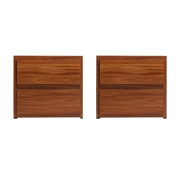 SET DE 2 BURÓS CON 2 CAJONES COLOR NOGAL - CHAPA