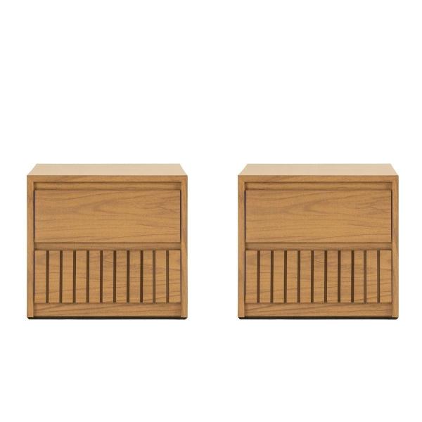 SET DE 2 BURÓS CON 2 CAJONES COLOR NATURAL - MADERA INDUSTRIALIZADA