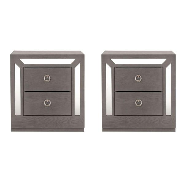 SET DE 2 BURÓS CON 2 CAJONES COLOR GRIS - MADERA INDUSTRIALIZADA