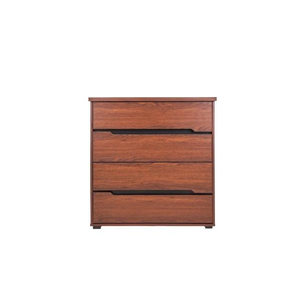 CÓMODA CAJONERA DE 4 CAJONES COLOR NOGAL - MADERA MDF Y MELAMINA