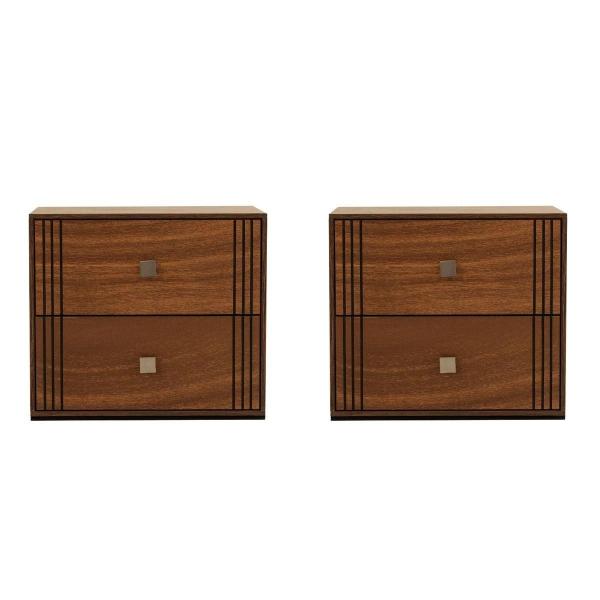 SET DE 2 BURÓS CON 2 CAJONES COLOR PAROTA CON JALADERAS DE METAL - MADERA INDUSTRIALIZADA