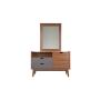 TOCADOR - CAJONERA Y ESPEJO COLOR NOGAL Y GRIS - MADERA MDF Y MELAMINA