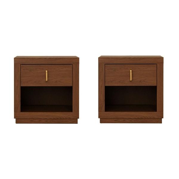 SET DE 2 BUROS CON 1 CAJON Y 1 COMPARTIMENTO NOGAL CON JALADERAS DE METAL - MADERA INDUSTRIALIZADA