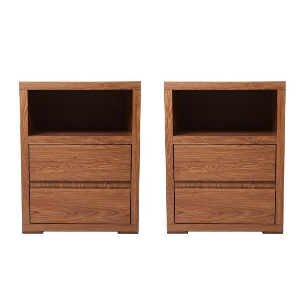 SET DE 2 BURÓS CON 2 CAJONES Y 1 COMPARTIMENTO COLOR NOGAL - MDF Y MELAMINA