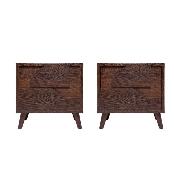 SET DE 2 BURÓS CON 2 CAJONES COLOR NOGAL - MDF Y MELAMINA