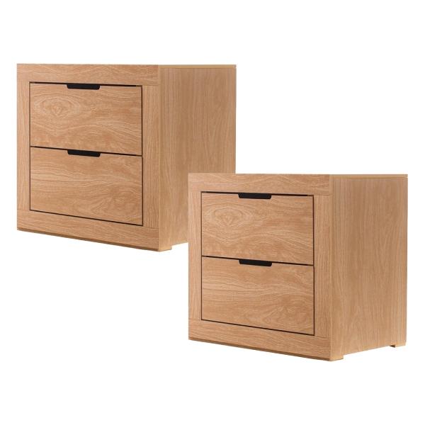 SET DE 2 BURÓS CON 2 CAJONES COLOR NATURAL - MADERA INDUSTRIALIZADA