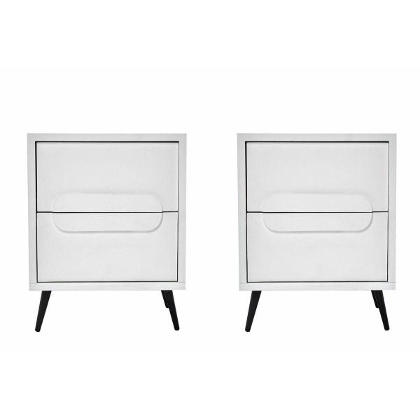 SET DE 2 BURÓS CON 2 CAJONES COLOR BLANCO - MDF, MELAMINA Y METAL