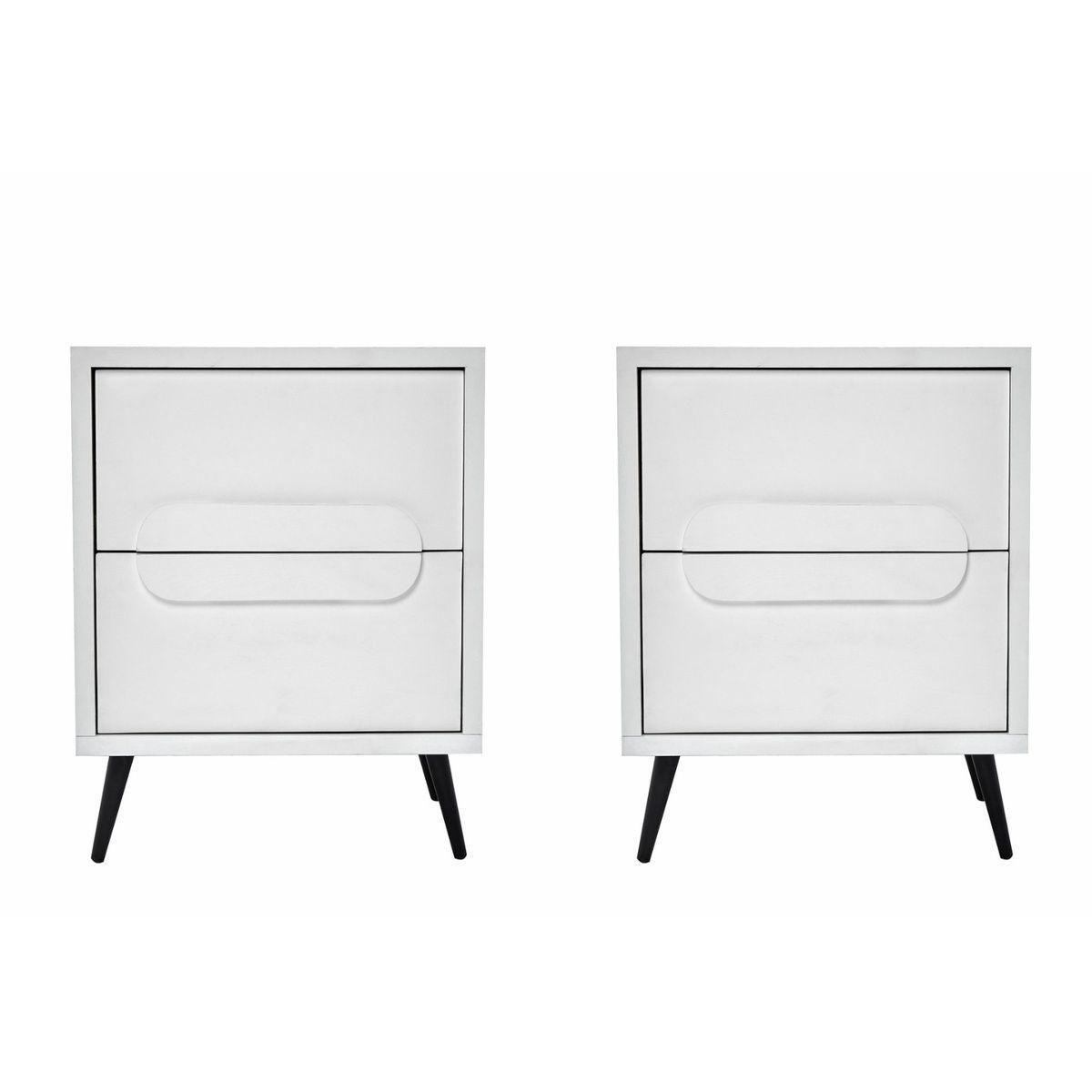 Set de 2 burós con 2 cajones color blanco - mdf, melamina y metal