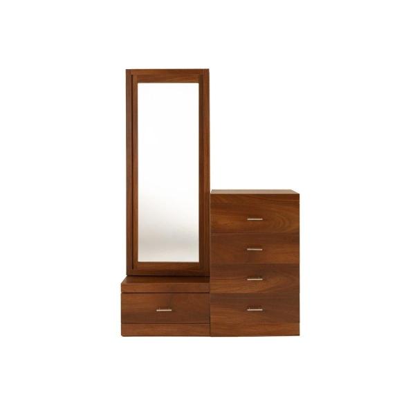 TOCADOR - CAJONERA CON 4 CAJONES Y ESPEJO DE CUERPO COMPLETO COLOR PAROTA - MADERA INDUSTRIALIZADA