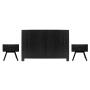 CABECERA KING SIZE CON 2 BURÓS DE 1 CAJÓN COLOR NEGRO - MDF, MELAMINA Y METAL