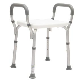 Banco para Ducha de Aluminio sin Respaldo y con Brazos Desarmables - Blanco