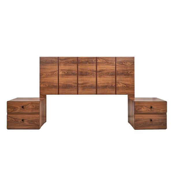 CABECERA KING SIZE CON 2 BURÓS DE 2 CAJONES COLOR NOGAL - MADERA MDF