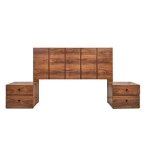 CABECERA KING SIZE CON 2 BURÓS DE 2 CAJONES COLOR NOGAL - MADERA MDF