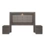 CABECERA TAPIZADA KING SIZE CON 2 BURÓS DE 2 CAJONES COLOR GRIS - MADERA INDUSTRIALIZADA Y TAPIZADO