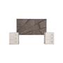 CABECERA TAPIZADA KING SIZE CON 2 BURÓS DE 3 CAJONES COLOR GRIS Y BLANCO - MADERA INDUSTRIALIZADA Y TAPIZADO