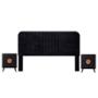 CABECERA KING SIZE CON 2 BURÓS DE 2 CAJONES COLOR NEGRO - MDF, MELAMINA Y TAPIZ