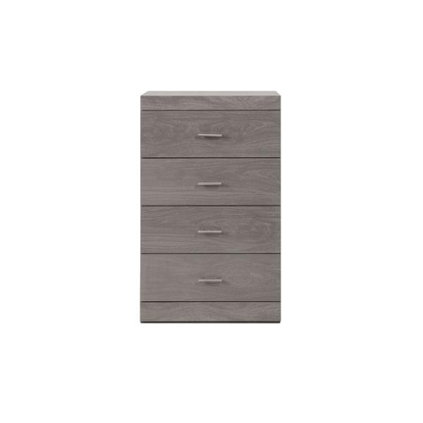 CÓMODA - CAJONERA CON 4 CAJONES COLOR GRIS CON JALADERAS DE METAL - MADERA INDUSTRIALIZADA