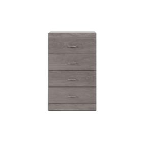CÓMODA - CAJONERA CON 4 CAJONES COLOR GRIS CON JALADERAS DE METAL - MADERA INDUSTRIALIZADA