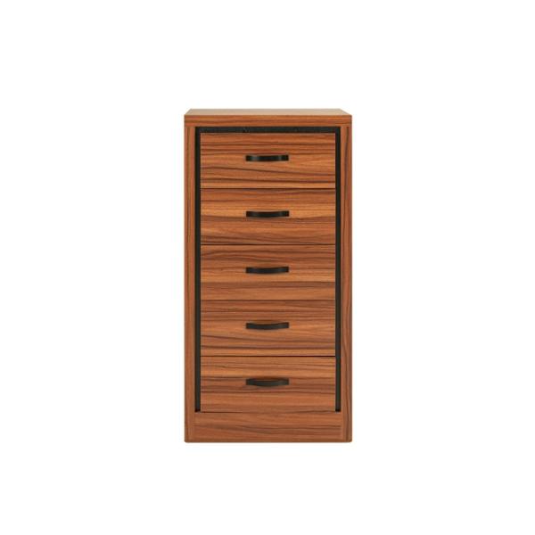 CÓMODA - CAJONERA CON 5 CAJONES COLOR NOGAL CON JALADERAS DE METAL - MELAMINA