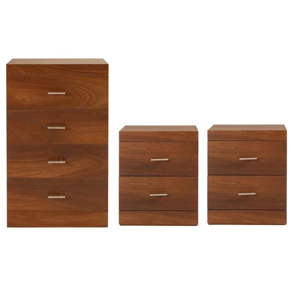 SET DE CAJONERA CON 4 CAJONES Y 2 BURÓS CON 2 CAJONES COLOR PAROTA - MADERA INDUSTRIALIZADA