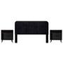 CABECERA KING SIZE CON 2 BURÓS DE 2 CAJONES Y 2 COMPARTIMENTOS COLOR NEGRO - MDF, MELAMINA Y TAPIZ