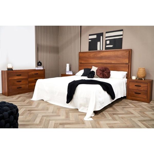 RECÁMARA KING SIZE DE 4 PIEZAS CON CABECERA, 2 BURÓS Y CAJONERA COLOR PAROTA - MELAMINA